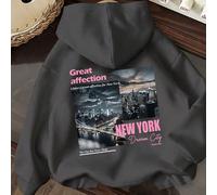 Questa felpa presenta grafiche di auto e lettere, con uno stile caldo e amichevole che esprime il mio profondo affetto per la città che non dorme mai - New York. New York è una città dei sogni, piena