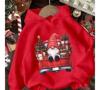 Questa felpa rossa con cappuccio a tema natalizio è foderata in pile e spessa, adatta a bambini dagli 8 ai 14 anni. Il materiale morbido e delicato sulla pelle e la stampa natalizia la rendono una sce