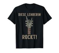 Questa Insegnante Rockt! Scheletro Mano Rock Musica Band Chitarra Maglietta