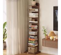 Questa libreria Invisibile da Pavimento in Legno, libreria angolare Verticale a 5/9 Ripiani, unità di scaffalatura a Scala Alta per Piccoli spazi, Soggiorno, Camera da Letto, Ufficio