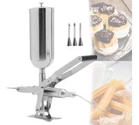 Questa Macchina Manuale per riempire Ciambelle con 4 ugelli è Ideale per panifici, Churros e pasticcini - Riempitrice per Pasticceria per impieghi gravosi