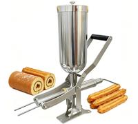 Questa Macchina riempitrice Manuale, riempitrice per Ciambelle in Acciaio Inox da 5 Litri con Crema e marmellata, Dotata di 3-4 ugelli antigoccia per Pasticceria e Cucina.