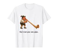 Questa Non è Una Pipa - Alphorn Gag - Ceci N'est PAS Une Pipe Maglietta con Stampa Grafica Economica