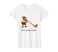Questa Non è Una Pipa - Alphorn Gag - Ceci N'est PAS Une Pipe Maglietta con Stampa Grafica Economica