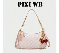 Questa nuova, alla moda e classica borsa rosa è realizzata in materiale PU impermeabile, con decorazione a motivo di lettere. È una borsa a mezzaluna a tracolla che può essere utilizzata come borsa a 