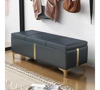 Questa Panca Contenitore Imbottita per Ingresso e Camera da Letto con Coperchio Ribaltabile e vano portaoggetti Nascosto, Struttura in Legno massello e Gambe in Metallo, Misura 43,3" x15,7 x1