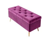 Questa Panca Contenitore in Velluto con Gambe in Metallo e Seduta Imbottita è Una Panca Multifunzionale da Comodino con Contenitore e scarpiera per Soggiorno e Camera da Letto, Un Elegante c