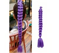 Questa parrucca intrecciata con lunghezza extra presenta un colore sfumato viola che ricorda i personaggi degli anime. La texture scintillante e il design della coda soffice si abbinano perfettamente
