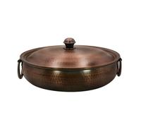 Questa pentola a Doppia estremità in Rame Puro e Spesso, con Coperchio e recipiente per zuppa da 36 cm, è Perfetta per Cucinare ed è Un elettrodomestico Ideale per Le riunioni di Famiglia. È