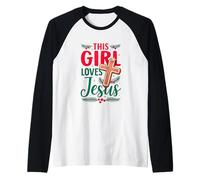Questa Ragazza AMA Il Natale Cristiano delle Ragazze di Gesù Maglia con Maniche Raglan