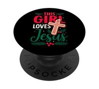 Questa ragazza ama il Natale cristiano delle ragazze di Gesù PopSockets PopGrip Adesivo