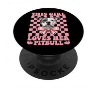Questa ragazza ama il suo cane Pitbull Coquette Fiocco rosa PopSockets PopGrip Adesivo