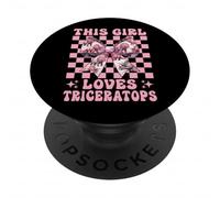 Questa ragazza ama il triceratopo, fiocco da civetta con dinosauro PopSockets PopGrip Adesivo