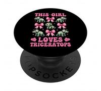 Questa ragazza ama il triceratopo, fiocco da civetta con dinosauro PopSockets PopGrip Adesivo