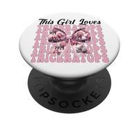 Questa ragazza ama il triceratopo, fiocco da civetta con dinosauro PopSockets PopGrip Adesivo