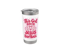 Questa Ragazza Corre Su Gesù E Softball Christian Softball Bicchiere termico in acciaio inox doppia parete
