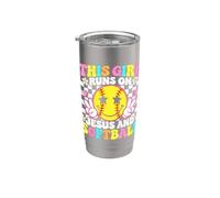 Questa Ragazza Corre Su Gesù E Softball Christian Softball Bicchiere termico in acciaio inox doppia parete