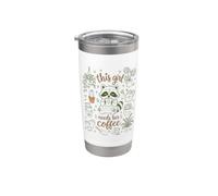 Questa ragazza ha bisogno di caffè procione carino con caffeina e piante Bicchiere termico in acciaio inox doppia parete