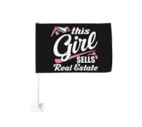 Questa ragazza vende bandiera immobiliare per auto 12x18 Bandiere per auto Decorazione per finestrini auto, Bandiere impermeabili per finestrini auto Clip per finestrini bifacciali Clip per finestrini