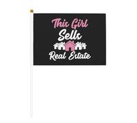 Questa ragazza vende immobili, bandiera da sventolare a mano su entrambi i lati, 5,5x8,2 pollici.