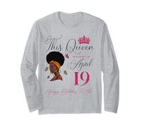 Questa Regina è Nata Il 19 aprile Capelli Naturali Ragazza Afro Maglia a Manica