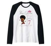 Questa Regina è Nata Il 7 Maggio Compleanno della Ragazza Nera Afro Maglia con Maniche Raglan