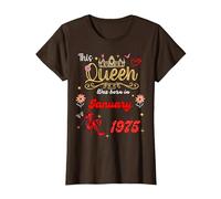 Questa Regina è Nata nel gennaio 1975 Gennaio Compleanno Donne Maglietta, Donna, Marrone, M