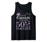 Questa Regina Fa apparire i 50 Anni favolosi in Stile Viola per Il 50° Compleanno Canotta