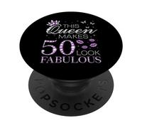 Questa regina fa apparire i 50 anni favolosi in stile viola per il 50° compleanno PopSockets PopGrip Adesivo