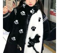 Questa sciarpa reversibile in pile con stampa di zampe di gatto bianca e nera è un regalo perfetto per la tua ragazza o la tua migliore amica. È calda, delicata sulla pelle e può essere utilizzata anc