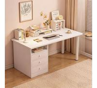 Questa scrivania per computer è dotata di tre cassetti e vani portaoggetti, scrivania per l'home office dal design minimalista, adatta per camere da letto, studi e aree uf White 120*60cm(47.2*23.6in)