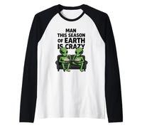 Questa Stagione della Terra è Crazy Aliens Popcorn Meme Maglia con Maniche Raglan