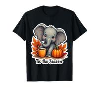 Questa Stagione Elefante Autunno Autunno Foglie Zucca Vintage Maglietta