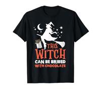 Questa Strega può Essere corrotta con Cioccolato Sarcastico Halloween Maglietta con Stampa Grafica Economica