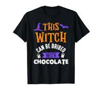 Questa Strega può Essere corrotta con Cioccolato Sarcastico Halloween Maglietta con Stampa Grafica Economica
