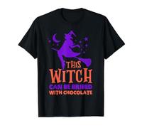 Questa Strega può Essere corrotta con Il Cioccolato Sarcastico Halloween Maglietta con Stampa Grafica Economica