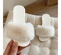 Queste pantofole in peluche per bambini presentano un corpo principale bianco, con una morbida e soffice bordatura in peluche bianco sul gambale. Il design complessivo è semplice ma adorabile. Adatto