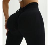Questi leggings sportivi neri senza cuciture, sottili, con coulisse hanno una vita alta che valorizza il lato B, sono semplici e alla moda, adatti per lo yoga e l'uso quotidiano. L,M,SColore unicoTess