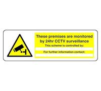Questi locali sono monitorati da 24 ore di sorveglianza Cctv This Scheme is Controlled - segnale di sicurezza - plastica rigida da 1,2 mm per uso interno/esterno (300 mm x 100 mm) distanza di
