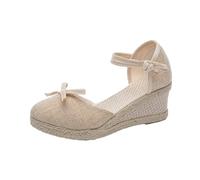 Questi sandali da donna per l'estate sono realizzati in lino traspirante, eleganti ed eleganti. Hanno una fibbia singola e sono perfetti per il tempo libero, A1 beige., 40 EU