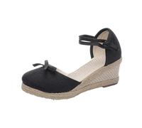 Questi sandali da donna per l'estate sono realizzati in lino traspirante, eleganti ed eleganti. Hanno una fibbia singola e sono perfetti per il tempo libero, A1 nero., 40 EU