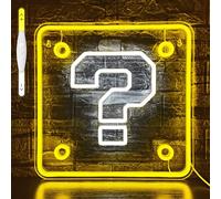 Question Block Neon Sign, Question Square Led Mario Neon Light USB Powered Led Night Lights for Game Room Wall Decor,Man Cave,Teen Boy Room,Gamer Gift for Boys Kids