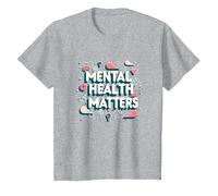 Questioni di Salute mentale: consapevolezza e Supporto Maglietta, Bambini, Grigio Melange, 8 Anni