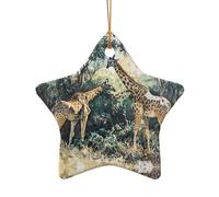 Questo albero di Natale in ceramica a forma di stella un paio di giraffe ciondolo con un motivo è perfetto per feste di Natale invernali e decorazioni per la casa.