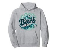 Questo Barb: Surfer Girl Ocean Wave Retro Felpa con Cappuccio, Unisex per Adulti, Grigio Melange, XXL