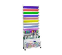 Questo Carrello Mobile con Asta Appendiabiti Regolabile per Rotoli di Tessuto di Grandi Dimensioni, Organizer Commerciale in Acciaio Resistente con Ruote, Ideale per riporre Tessuti e stoffe