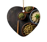 Questo ciondolo a forma di cuore in ceramica a forma di albero di Natale tre pasti al giorno con un motivo è perfetto per feste di Natale invernali e decorazioni per la casa.