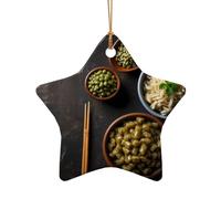 Questo ciondolo a forma di stella in ceramica a forma di albero di Natale tre pasti al giorno con un motivo è perfetto per feste di Natale invernali e decorazioni per la casa.