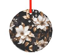 Questo ciondolo rotondo in vetro con gigli dorati è perfetto come ornamento per albero di Natale, compleanno