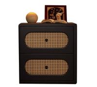 Questo Comodino con Due cassetti in Vimini e Un Piccolo tavolino Laterale in Legno è Adatto a soggiorni, camere da Letto, divani e Altri Ambienti. Stile Moderno di metà secolo. (Larghezza: 4
